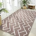 OLANLY Front Door Mat 59x35, Low-Profile Easy Clean Doormat, Brown
