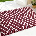 OLANLY Indoor Door Mat 36x24, Low-Profile Dirt Resistant Doormat, Burgundy