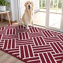 OLANLY Indoor Door Mat 48x32, Low-Profile Dirt Resistant Doormat, Burgundy