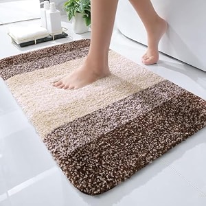 olanly luxury bathroom rug mat extra soft and absorbent microfiber bath rugs non-slip plush shaggy bath carpet machine wash dry bath mats for bathroom floor tub and shower 1734 x 2434 brown