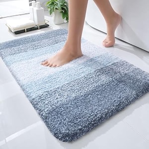 olanly luxury bathroom rug mat extra soft and absorbent microfiber bath rugs non-slip plush shaggy bath carpet machine wash dry bath mats for bathroom floor tub and shower 1734 x 2434 blue