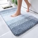 Olanly Luxury Bathroom Rug Mat, Extra Soft and Absorbent Microfiber Bath Rugs, Non-Slip Plush Shaggy Bath Carpet, Machine Wash Dry, Bath Mats for Bathroom Floor, Tub and Shower 17" x 24", Blue