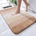 Olanly Luxury Bathroom Rug Mat, Extra Soft and Absorbent Microfiber Bath Rugs, Non-Slip Plush Shaggy Bath Carpet, Machine Wash Dry, Bath Mats for Bathroom Floor, Tub and Shower, 16x24, Beige