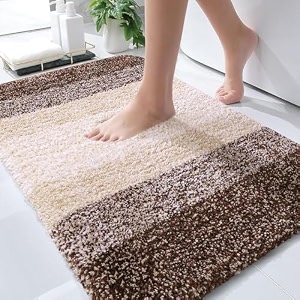 olanly luxury bathroom rug mat 30x20 extra soft and absorbent microfiber bath rugs non-slip plush shaggy bath carpet machine wash dry bath mats for bathroom floor tub and shower brown