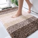OLANLY Luxury Bathroom Rug Mat 30x20, Extra Soft and Absorbent Microfiber Bath Rugs, Non-Slip Plush Shaggy Bath Carpet, Machine Wash Dry, Bath Mats for Bathroom Floor, Tub and Shower, Brown