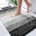 OLANLY Luxury Bathroom Rug Mat 30x20, Extra Soft and Absorbent Microfiber Bath Rugs, Non-Slip Plush Shaggy Bath Carpet, Machine Wash Dry, Bath Mats for Bathroom Floor, Tub and Shower, Black