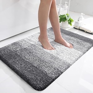 olanly luxury bathroom rug mat extra soft and absorbent microfiber bath rugs non-slip plush shaggy bath carpet machine wash dry bath mats for bathroom floor tub and shower 24x36 grey