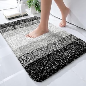 olanly luxury bathroom rug mat extra soft and absorbent microfiber bath rugs non-slip plush shaggy bath carpet machine wash dry bath mats for bathroom floor tub and shower 17x24 black
