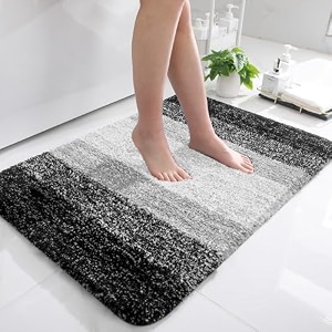 olanly luxury bathroom rug mat extra soft and absorbent microfiber bath rugs non-slip plush shaggy bath carpet machine wash dry bath mats for bathroom floor tub and shower 2434 x 3634 black