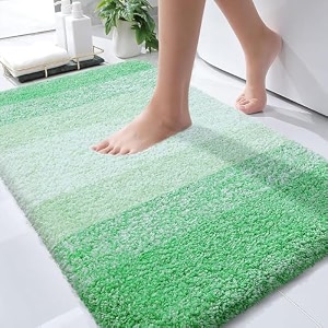 olanly luxury bathroom rug mat extra soft and absorbent microfiber bath rugs non-slip plush shaggy bath carpet machine wash dry bath mats for bathroom floor tub and shower 20x32 green