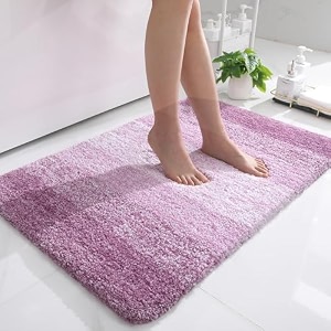 olanly luxury bathroom rug mat extra soft and absorbent microfiber bath rugs non-slip plush shaggy bath carpet machine wash dry bath mats for bathroom floor tub and shower 24x36 purple