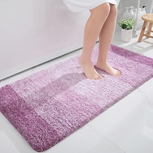 olanly luxury bathroom rug mat extra soft and absorbent microfiber bath rugs non-slip plush shaggy bath carpet machine wash dry bath mats for bathroom floor tub and shower 24x47 purple
