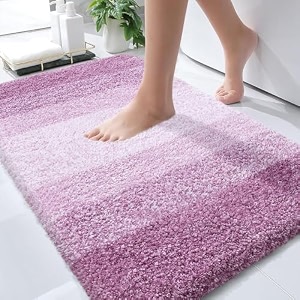 olanly luxury bathroom rug mat extra soft and absorbent microfiber bath rugs non-slip plush shaggy bath carpet machine wash dry bath mats for bathroom floor tub and shower 30x20 purple