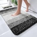 Olanly Luxury Bathroom Rug Mat, Extra Soft and Absorbent Microfiber Bath Rugs, Non-Slip Plush Shaggy Bath Carpet, Machine Wash Dry, Bath Mats for Bathroom Floor, Tub and Shower, 17x24, Black