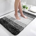 Olanly Luxury Bathroom Rug Mat, Extra Soft and Absorbent Microfiber Bath Rugs, Non-Slip Plush Shaggy Bath Carpet, Machine Wash Dry, Bath Mats for Bathroom Floor, Tub and Shower 24" x 36", Black