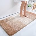 Olanly Luxury Bathroom Rug Mat, Extra Soft and Absorbent Microfiber Bath Rugs, Non-Slip Plush Shaggy Bath Carpet Runner, Machine Wash Dry, Bath Mats for Bathroom Floor, Tub and Shower, 24x47, Beige