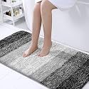 Olanly Luxury Bathroom Rug Mat, Extra Soft and Absorbent Microfiber Bath Rugs, Non-Slip Plush Shaggy Bath Carpet, Machine Wash Dry, Bath Mats for Bathroom Floor, Tub and Shower, 24x47, Black