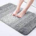 OLANLY Extra Thick Luxury Microfiber Bathroom Rugs, 20x32, Non-Slip Absorbent Soft Plush Shaggy Bath Rugs, Machine Washable Bath Mats for Bathroom Floor, Tub and Shower, Gradient Grey