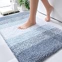Olanly Luxury Bathroom Rug Mat, Extra Soft and Absorbent Microfiber Bath Rugs, Non-Slip Plush Shaggy Bath Carpet, Machine Wash Dry, Bath Mats for Bathroom Floor, Tub and Shower 20" x 32", Blue