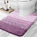 OLANLY Luxury Toilet Rugs U-Shaped, Extra Soft and Absorbent Microfiber Bathroom Rugs, Non-Slip Plush Shaggy Toilet Bath Mat, Machine Wash Dry, Contour Bath Rugs for Toilet Base, 20x24, Purple