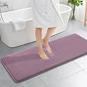 OLANLY Memory Foam Bathroom Runner Rug 59x20, Absorbent Long Mat, Deep Plum