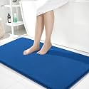 OLANLY Memory Foam Bathroom Runner Rugs 44x24, Long Mats, Deep Navy Blue