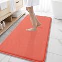 OLANLY Memory Foam Bathroom Runner Rugs 47x20, Absorbent Long Mat, Coral