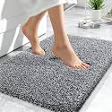 OLANLY Microfiber Bathroom Rugs 24x16, Quick Dry Bath Mat, Black and White