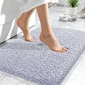 OLANLY Microfiber Bathroom Rugs 24x16, Quick Dry Mat, Lavender and White