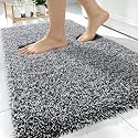 OLANLY Microfiber Bathroom Rugs 30x20, Quick Dry Bath Mat, Black and White