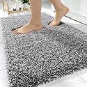 OLANLY Microfiber Bathroom Rugs 30x20, Quick Dry Mat, Dark Brown and White