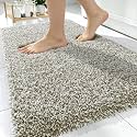 OLANLY Microfiber Bathroom Rugs 30x20, Quick Dry Mat, Moss Green and White