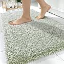 OLANLY Microfiber Bathroom Rugs 30x20, Quick Dry Mat, Sage Green and White