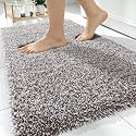 OLANLY Microfiber Bathroom Rugs 30x20, Quick Dry Bath Mat, Brown and White