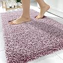 OLANLY Microfiber Bathroom Rugs 30x20, Quick Dry Mat, Burgundy and White
