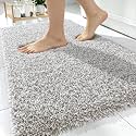 OLANLY Microfiber Bathroom Rugs 30x20, Quick Dry Bath Mat, Greige and White