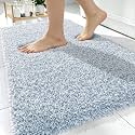 OLANLY Microfiber Bathroom Rugs 30x20, Quick Dry Mat, Airy Blue and White