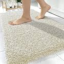 OLANLY Microfiber Bathroom Rugs 30x20, Quick Dry Bath Mat, Sand and White