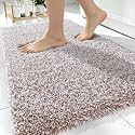 OLANLY Microfiber Bathroom Rugs 30x20, Quick Dry Bath Mat, Mocha and White