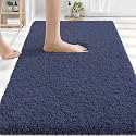 OLANLY Microfiber Bathroom Rugs 30x20, Soft Highly Absorbent Bath Mat, Navy
