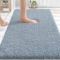 OLANLY Microfiber Bathroom Rugs 30x20, Ultra Soft Bath Mat, Airy Blue