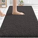 OLANLY Microfiber Bathroom Rugs 30x20, Ultra Soft Bath Mat, Dark Grey