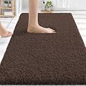 OLANLY Microfiber Bathroom Rugs 30x20, Ultra Soft Absorbent Bath Mat, Brown