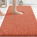 OLANLY Microfiber Bathroom Rugs 30x20, Ultra Soft Absorbent Bath Mat, Coral