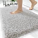 OLANLY Microfiber Bathroom Rugs 34x21, Quick Dry Bath Mat, Greige and White
