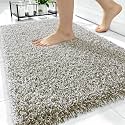 OLANLY Microfiber Bathroom Rugs 34x21, Quick Dry Mat, Moss Green and White