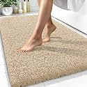 OLANLY Microfiber Bathroom Rugs 34x21, Soft Highly Absorbent Bath Mat, Sand