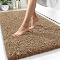 OLANLY Microfiber Bathroom Rugs 34x21, Ultra Soft Bath Mat, Dark Beige