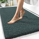 OLANLY Microfiber Bathroom Rugs 34x21, Ultra Soft Bath Mat, Blackish Green