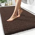 OLANLY Microfiber Bathroom Rugs 34x21, Ultra Soft Absorbent Bath Mat, Brown
